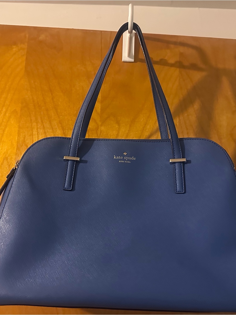 kate spade Cedar Street Blue Leather Dome Satchel pale gold hardware